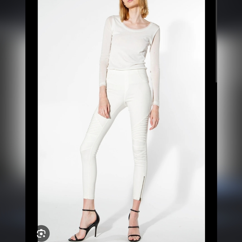 Vici White Moto Stretch Leggings